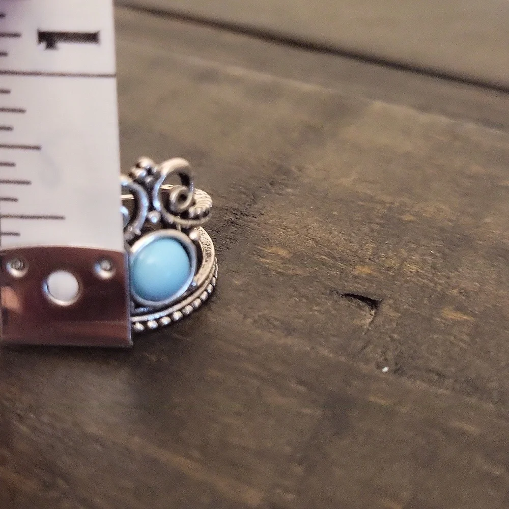 Silver Crown Ring With Turquoise Stone Ring